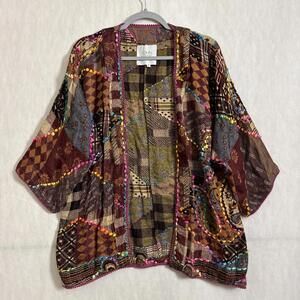 John Mark Women's Size Medium Mixed Print Boho Hip Length Kimono Cardigan